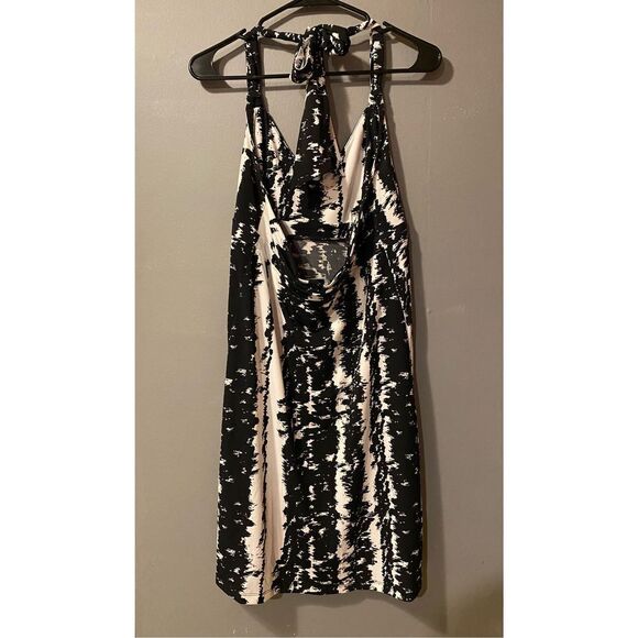 Apostrophe Black And White Halter Neck Tie Neck Backless Dress Size Medium - Picture 4 of 5